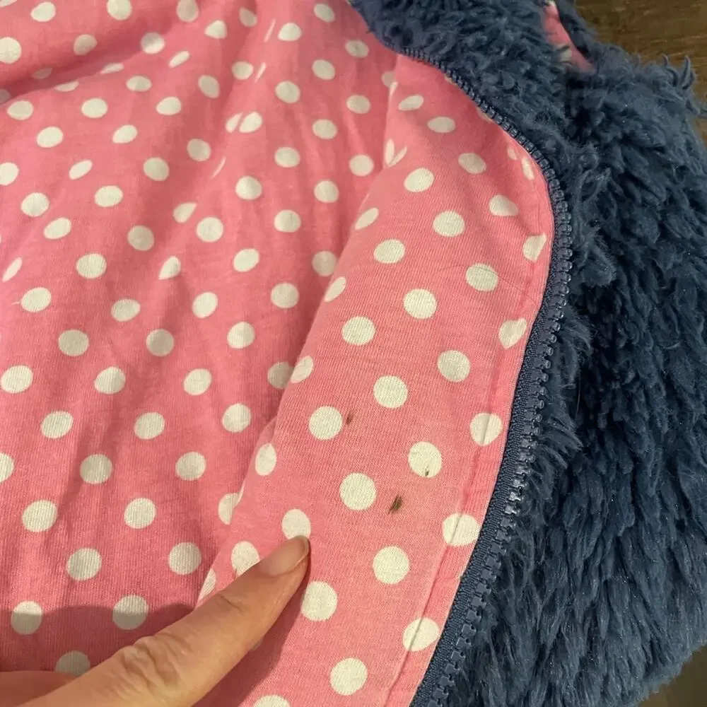 Mini Boden Blue Shaggy Zip Up Vest - size 11-12Y